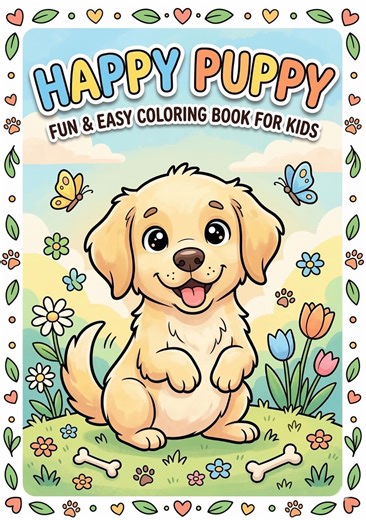 Dog Coloring Book for Kids – Easy Animal Pages - Etsy