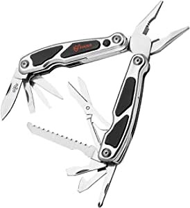 Multitool Pliers 15 in 1 with Flashlight Scissors Screwdriver Knife - All in One Pocket Multi Tool for Men Black Multi-tool - Best Tools for EDC Urban Work Camping Hiking Survival - Gifts for Men 2611
