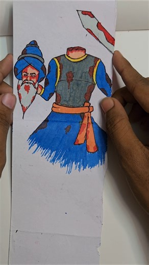 The Brave Sikh Warrior Baba Deep Singh ⚔️ #shorts #BabaDeepSingh#SikhWarrior#SikhHistory #drawing