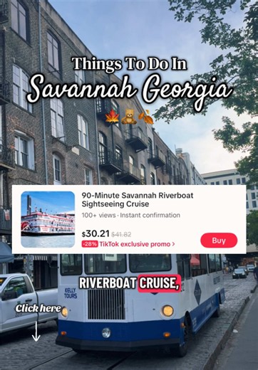 ✨ Planning a Savannah trip? BOOK YOUR ACTIVITIES BEFORE YOU GO! From Savannah ghost tours 👻 and riverboat cruises to trolley tours and food experiences, you can find some of the best things to do in Savannah right here on TikTok. 📍 Tap the location tag, compare the available Savannah tours, and book your favorites now before your preferred date sells out! #tiktokgostarcreator #savannahgeorgia #fallactivity #falltravel #savannah