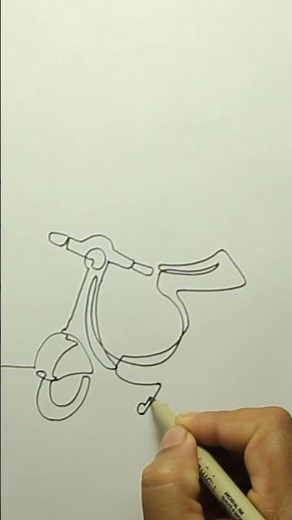 How to draw One Line Drawing A Classic Motorbike /One line drawing easy /Motorbike Drawing🛵😍#Shorts.