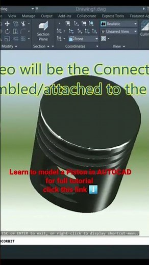 learn to model a piston in Autocad
