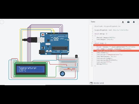 Termômetro Digital com Arduino, display de LCD e TMP36 (tinkercad)