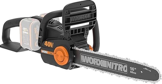 WORX WG385E.9 NITRO Akku Kettensäge 40V(2x20V) - bürstenloser Motor - automatische Kettenspannung & Kettenschmierung - 40cm Schnittlänge - 18m/s Schnittgeschwindigkeit - ohne Akku & Ladegerät
