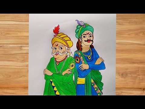 How to draw Akbar Birbal Cartoon drawing | Akbar-Birbal |Easy&Fast|Step By Step| Monika Bisht Arts