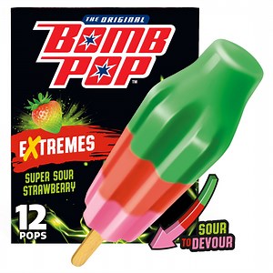 Bomb Pop Extremes Super Sour Strawberry Freeze Ice Pops, Frozen Freezer Dessert, 12 Pack - Walmart.com