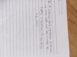 A cube of lead measures 3.00 cm on each edge and has a mass of ... | Filo