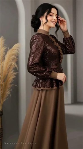 Elegant Mocha Peplum Gown