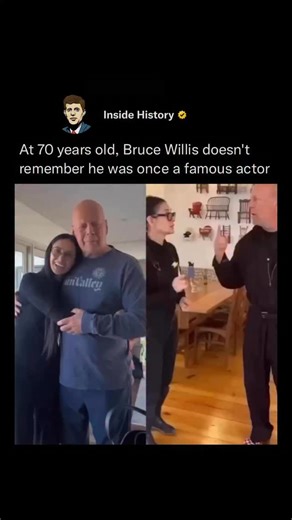 Demi Moore shared a heartwarming video dancing with Bruce Willis on his 70th birthday. Since his 2022 diagnosis with frontotemporal dementia and aphasia, Willis no longer recalls his fame — his daughters say he doesn’t even understand why paparazzi still follow him. A true icon of cinema who left a lasting mark on generations! (Via: @demimoore) #history #sad #reels #explore #cinema | Inside History