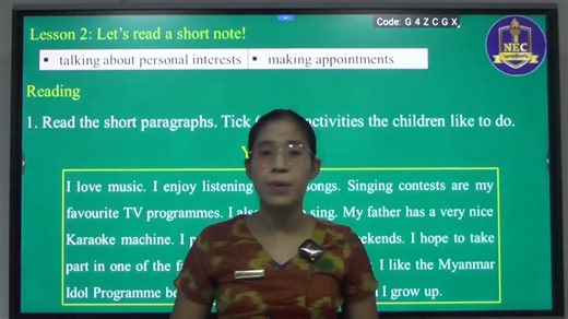Grade 6 English Unit - 5 "Lesson 2 : Let's read a short note!" သင်ခန်းစာလေးကို ဆရာ/ဆရာမ နှင့် ကျောင်းသား/ကျောင်းသူများ အတွက် NEC မှ ပညာဒါန Video file လေးမျှဝေပေးလိုက် ပါတယ်ခင်ဗျာ။ "ပညာလိုလား နိုင်ငံသားတို့၊ အားထားယုံကြည် NEC..." ဆက်သွယ်ရန် Facebook page https://www.facebook.com/nec.educare?mibextid=LQQJ4d သင်ရိုးကုန် video File ဝယ်ယူလိုပါကလည်း ဒီ Facebook Page လေးကနေ ဆက်သွယ်ဝယ်ယူနိုင်ပါတယ်ခင်ဗျ။ #foryou #fyp #education #teacher #student #Grade6#English | Noble Educare Centre - NEC