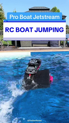 Pro Boat Jetstream 1/6 RC Jet Boat Bashing & Jumping In The Pool! #rc #boat #proboat #jetstream #fyp #foryou #hobby #zachbryan #slayer