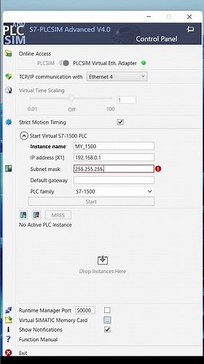 PLC SIM Advanced V4 Initial setup