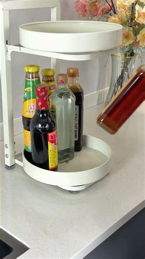 Sisters with messy condiments, a beautiful storage shelf helps organize. #condiment shelf