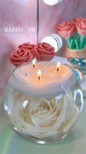 Beautiful White Rose Candle in Water ✨ Relaxing DIY