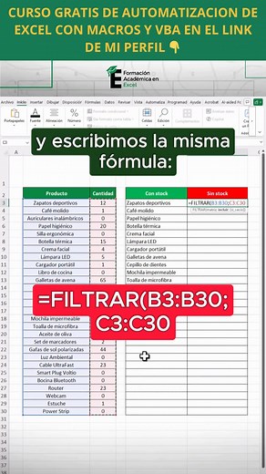 Creá un control de inventario en Excel con una sola función 😎📌 — ¡Seguimiento automático sin complicarte! Ideal para controlar stock, entradas y salidas en tiempo real. ✅ Función clave: SUMAR.SI 👉 =SUMAR.SI(rango; criterio; rango_suma) Suma cantidades según el producto o categoría que elijas 💡 Usala para calcular stock disponible, ventas por ítem o reposiciones Ejemplo: 👉 =SUMAR.SI(A2:A100;"Lápiz";C2:C100) Suma todas las unidades de "Lápiz" en tu inventario 🎓 Esta semana estamos compartien