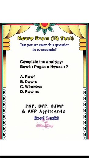 IQ TEST REVIEWER FOR AFP, PNP, BFP & BJMP NEURO EXAM || ANALOGY || YHANG DELA CRUZ #shorts