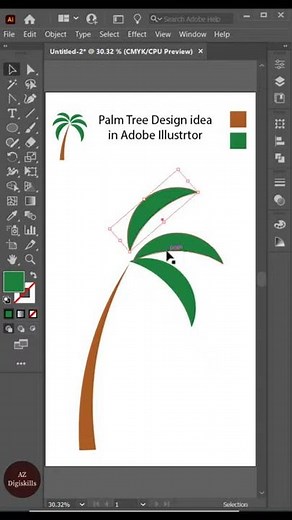 Palm Tree Design in Adobe illustrator - Flat icon design