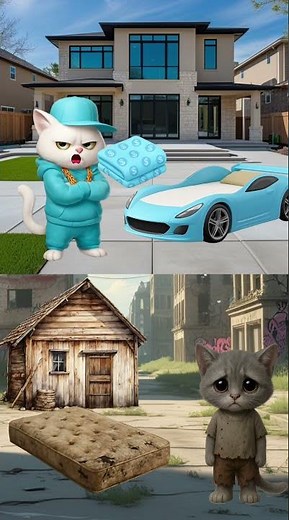 poor cat sleeping on a shabby mattress😭😭#cartoons #catlovers #cartoon