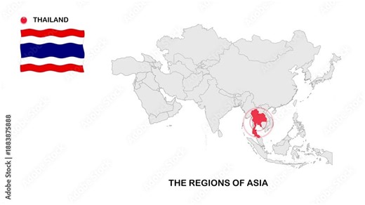 Thailand in Asia Map abstract animated video footage with smooth motion background for modern digital design, presentations, advertising visuals and c