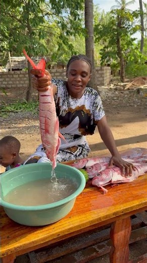 Fresh Red Snapper for Dinner 🐟🔥 African Village Mum Cooking #shorts #shortsfeed #fypシ
