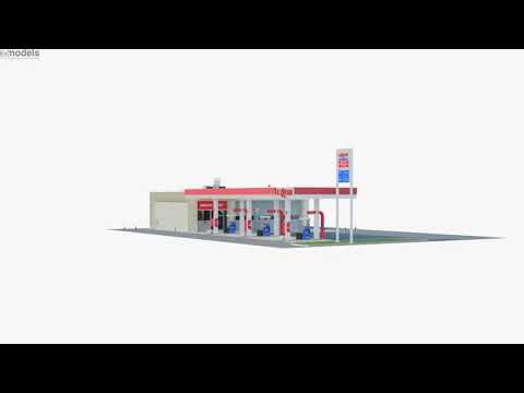 Exxon gas station 3D model by 3DModels.org
