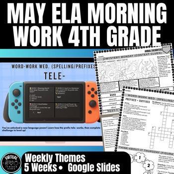 4th Gr. Morning Work ELA Spiral Review| End of Year Daily Practice| Mother's Day