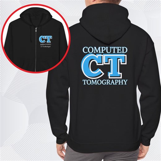 Custom CT Tech Jacket hoodie- Blue Font White Outline: Computer Tomography Gifts and Apparel - Etsy