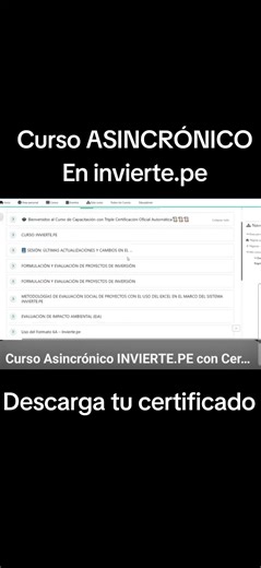 Asincrónico de invierte.pe puedes descargar tu certificado de manera automática curso asincrónico formato 12b