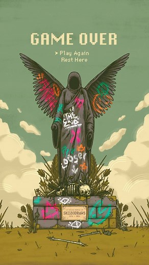 Skizo on Instagram: "Choose ☠️ Illustration made on Procreate using an iPad Pro and Apple Pencil. 2D animation made on Procreate Dreams #moodyart #skulldrawing #skull #skullart #artanimation #artinmotion #shortanimation #spookyart #calavera #artskull #skeletonart #skeleton #videogameart #skullartwork #aestheticart #gameover #graffiti #grafittiart #spookyoctober"