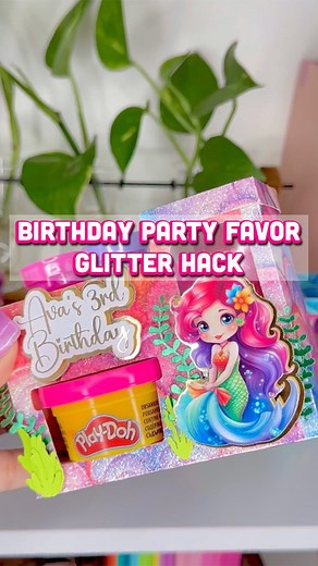 DIY Paper Craft Hack - Did you know you can sublimate on glitter Cardstock. I created my little ones birthday, her own little mermaid party favors. In her party favors I included two stamps on top, one Playdough and some candy or you can also had bubbles inside the little compartment. I bought most of my items from @michaelsstores #papercrafts #birthday #birthdaydecor #partydecorations #partyfavors #partyfavorsforkids #partyfavor #diy #diycrafts #partyinspiration #diyprojects #diycrafts #partyid