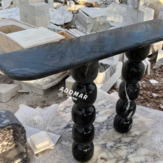 Nero Marquina Marble Console Table | Black Handmade Sculptural Console | Luxury Entryway Hall Table | Small Vintage Media Console - Etsy