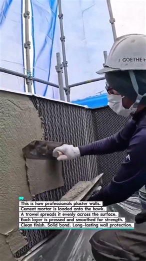 This Wall Plastering Technique Creates Perfect Cement Finish #construction #plastering #shorts