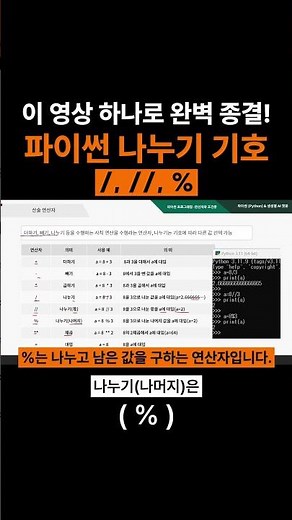 [파이썬 강의] 모르면 손해보는 파이썬 나누기 기호(/, //, %) 핵심 정리 #1