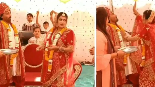 Viral Video: Bride's Dramatic Slap to Groom for Rejecting Rasgulla Leaves Guests Stunned