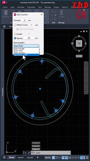 Circular column rebar detail in Autorebar type 1 #autocad #autorebar #barbendingschedule