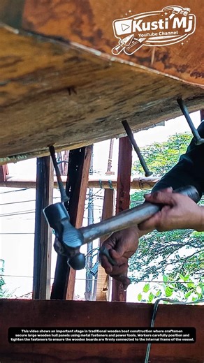 Wooden Boat Hull Panel Fastening and Structural Reinforcement Process.