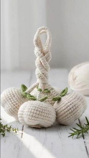 EASY Crochet Garlic Braid/Chain Tutorial 🧄 Chic Amigurumi Kitchen Decor (Step-by-Step) #crochettoys