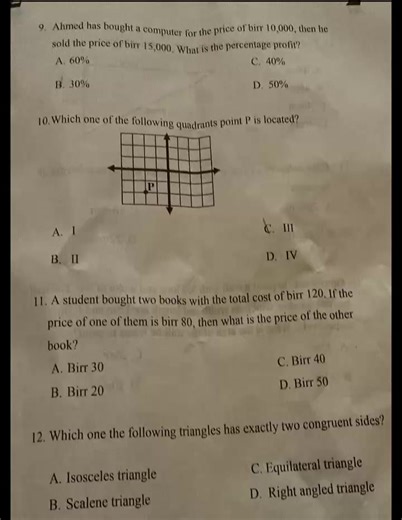 examination of Mathemtics Grade 8 2025 for today Part 6 #students #of #Jigjiga | Realmaths