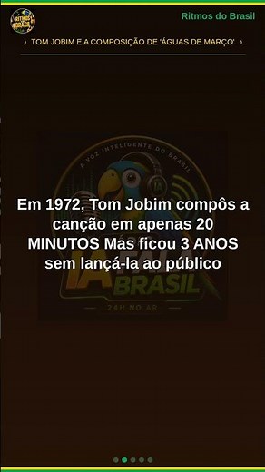 🎵 Tom Jobim QUASE DESTRUIU Águas de Março | A verdade