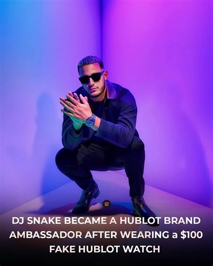 The definition of 'Fake it til make it': DJ Snake once landed a deal with Hublot… because of a $100 fake. 😮‍🔥⌚ Five years ago, the global DJ revealed that his partnership with Hublot actually started when he wore a $100 replica to a major event. The photo made its way onto Hublot’s official Instagram — and instead of calling him out, the brand reached out privately. No backlash, no drama… just a conversation that turned into a collaboration. 🤝✨ By 2021, DJ Snake officially became a Hublot amb
