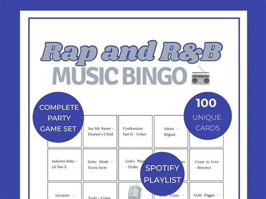 Hip Hop Music Bingo, Music Bingo, Rap and R&B Music Bingo, Music Bingo Cards, 100 Music Bingo Cards, Ladies Night Games, Bingo Bundle - Etsy