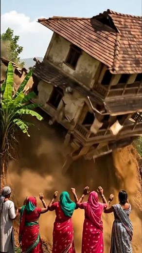 Terrifying Moment: House Falls Off a Cliff