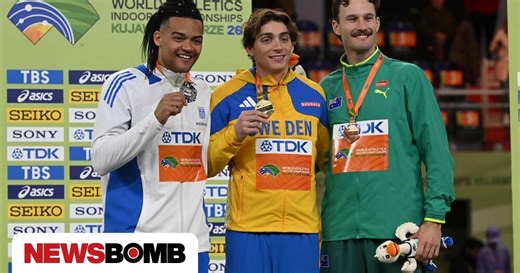 Παγκόσμιο Πρωτάθλημα Κλειστού Στίβου: Η απονομή του μεταλλίου στον Εμμανουήλ Καραλή