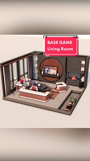 Functional DIY Fireplace in BASE GAME Living Room - Sims 4 Speed Build