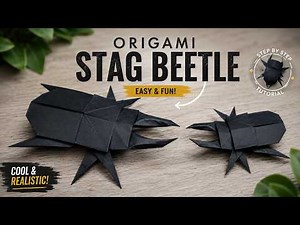 Origami Stag Beetle Tutorial 🪲 | Easy Origami Beetle Step By Step From Paper
