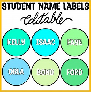 Round Bright Student Name Labels, KG Bright Colors Name Plates, Name Signs