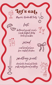 Customizable Pink Bachelorette Dinner Menu - Downloadable PDF - Etsy