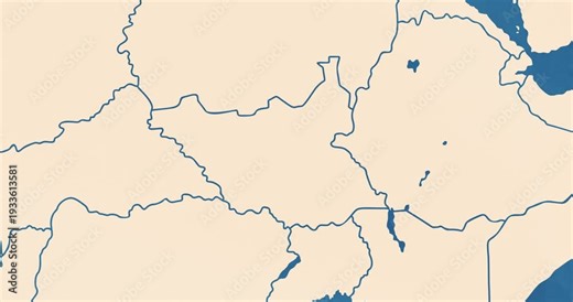 Beautiful zoom in of a south sudan map with most important cities and frontier lines