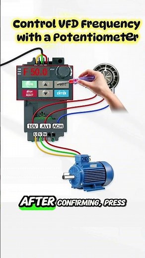 VFD Frequency Control Using Potentiometer | 0–50Hz Speed Control Wiring & Settings