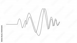 Animated self drawing of continuous line draw sound waves. Audio Player. Audio equalizer, pulse musical. Music audio frequency, voice line waveform. radio signal. Full length single line animation Stock Video